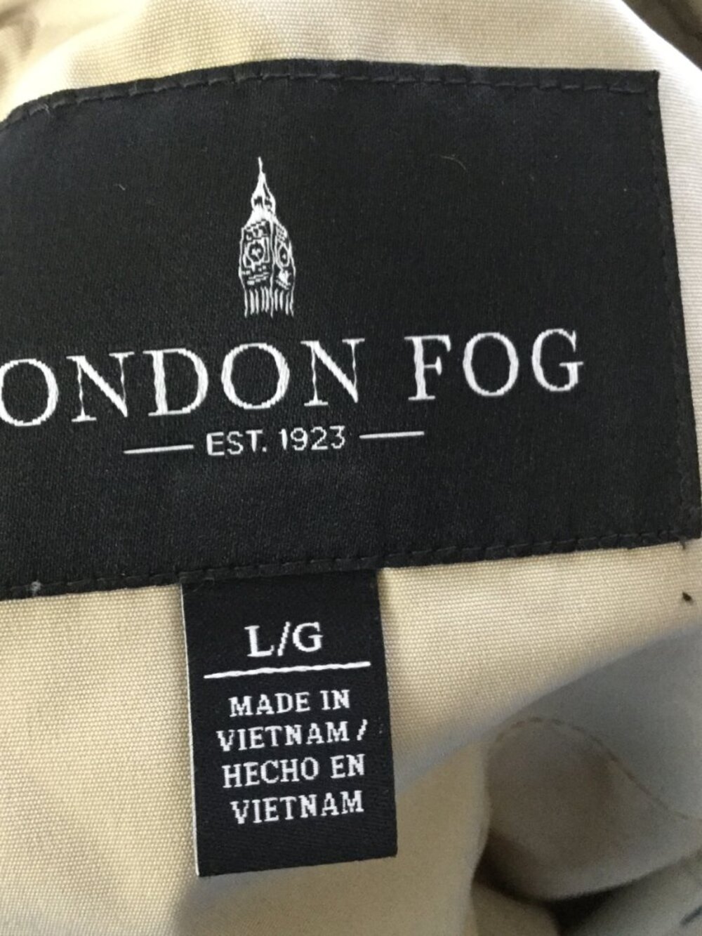 London Fog Belted Cream Coat l - Picture 5 of 8